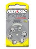 6 x  Rayovac Extra Advanced Hearing Aid Batteries Size 10 / YELLOW