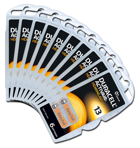 60 x Duracell Hearing Aid Batteries Size 13 / ORANGE