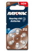 6 x Rayovac Acoustic Special Hearing Aid Batteries Size 312 / BROWN