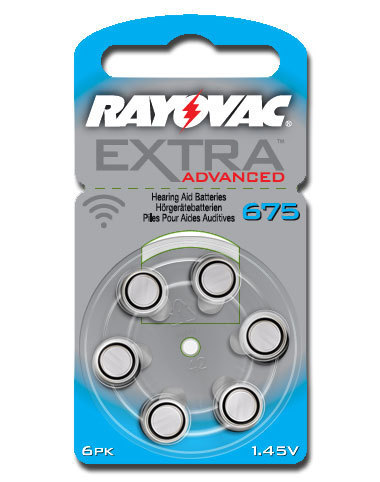 6 x  Rayovac Extra Advanced Hearing Aid Batteries Size  675 /  BLUE